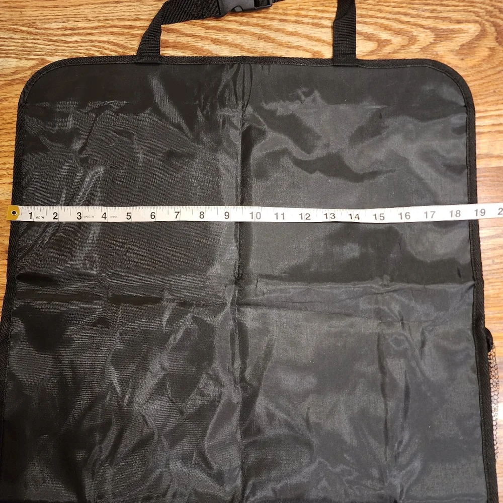 Black Backseat Car Organizer with Touch Screen Tablet Holder and lots of pockets